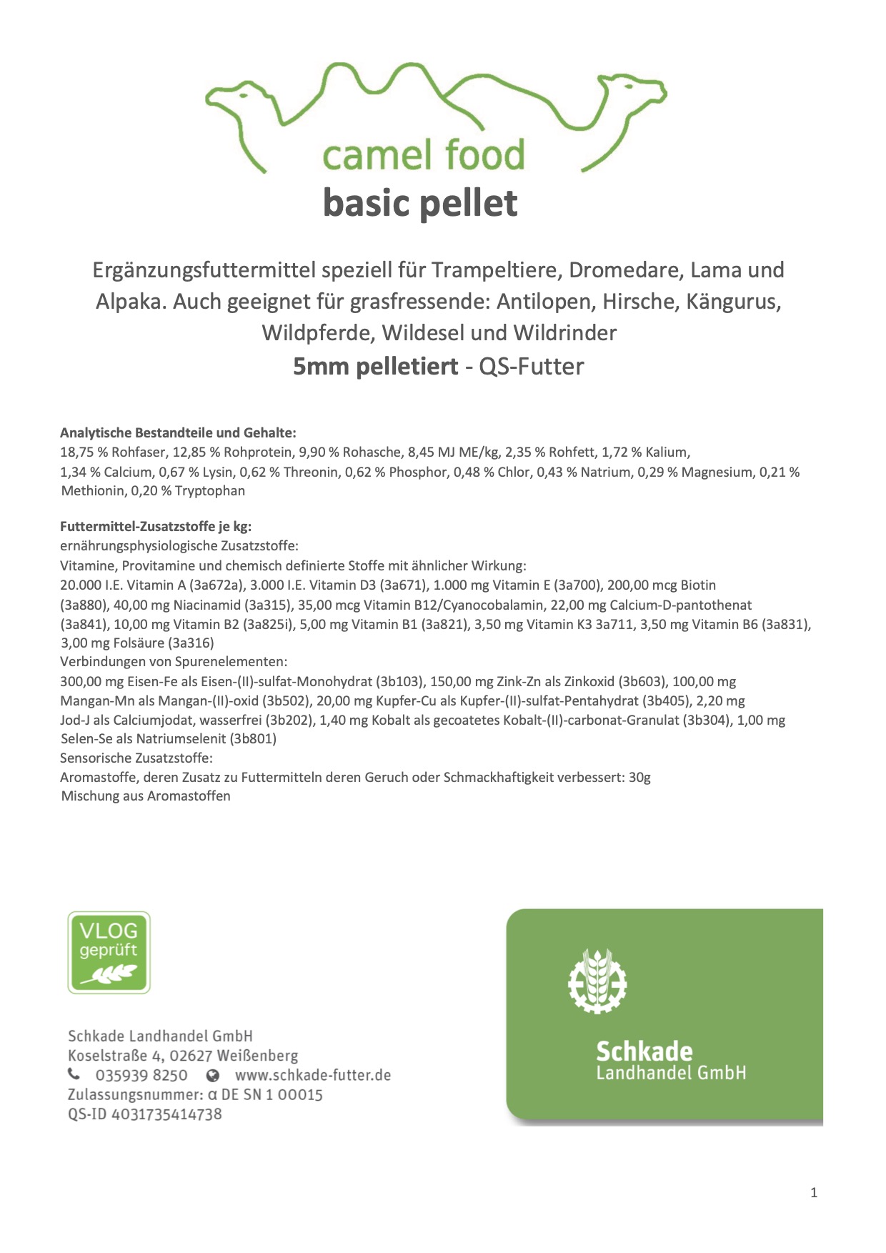 camel food - basic pellet - Ergänzungsfutter für Trampeltiere, Dromedare, Lamas, Alpakas und andere Grasfresser