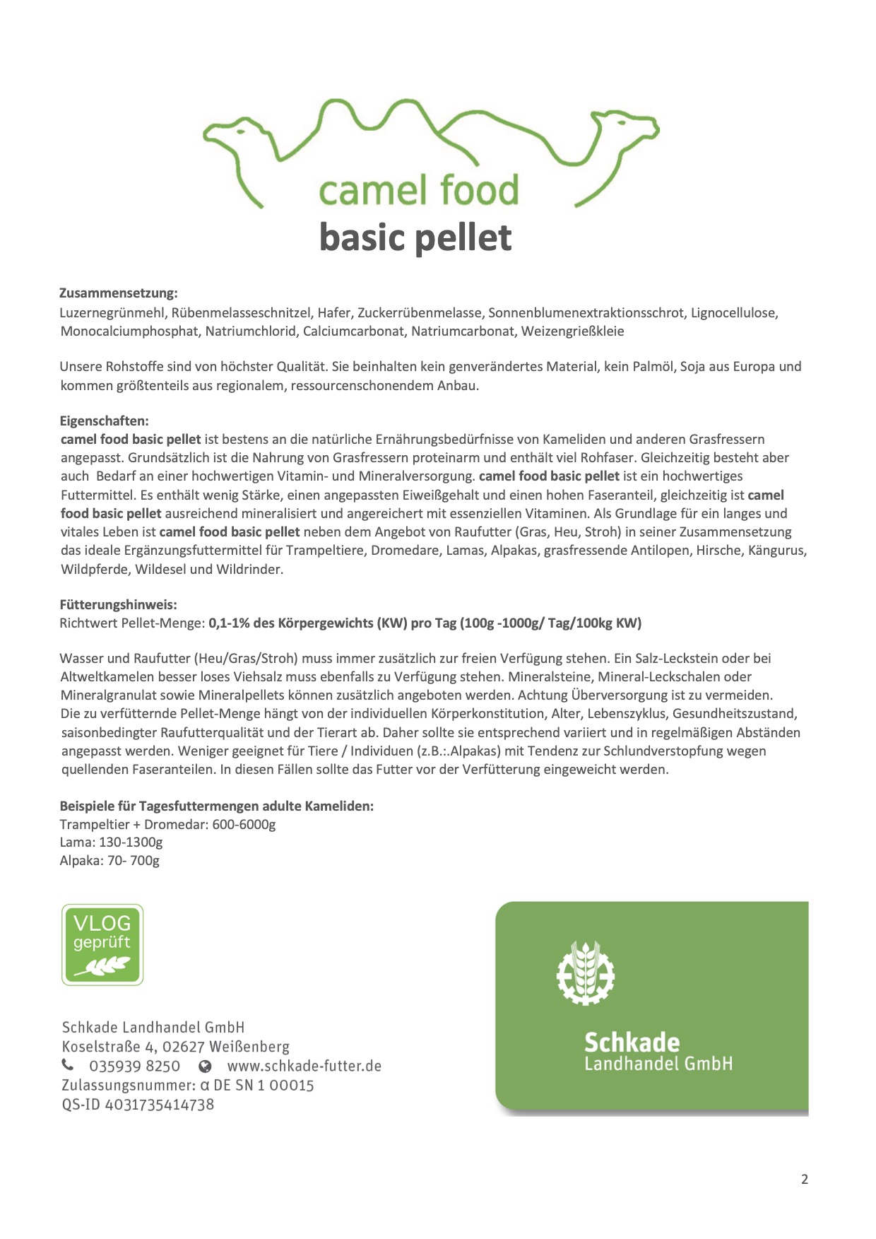 camel food - basic pellet - Ergänzungsfutter für Trampeltiere, Dromedare, Lamas, Alpakas und andere Grasfresser