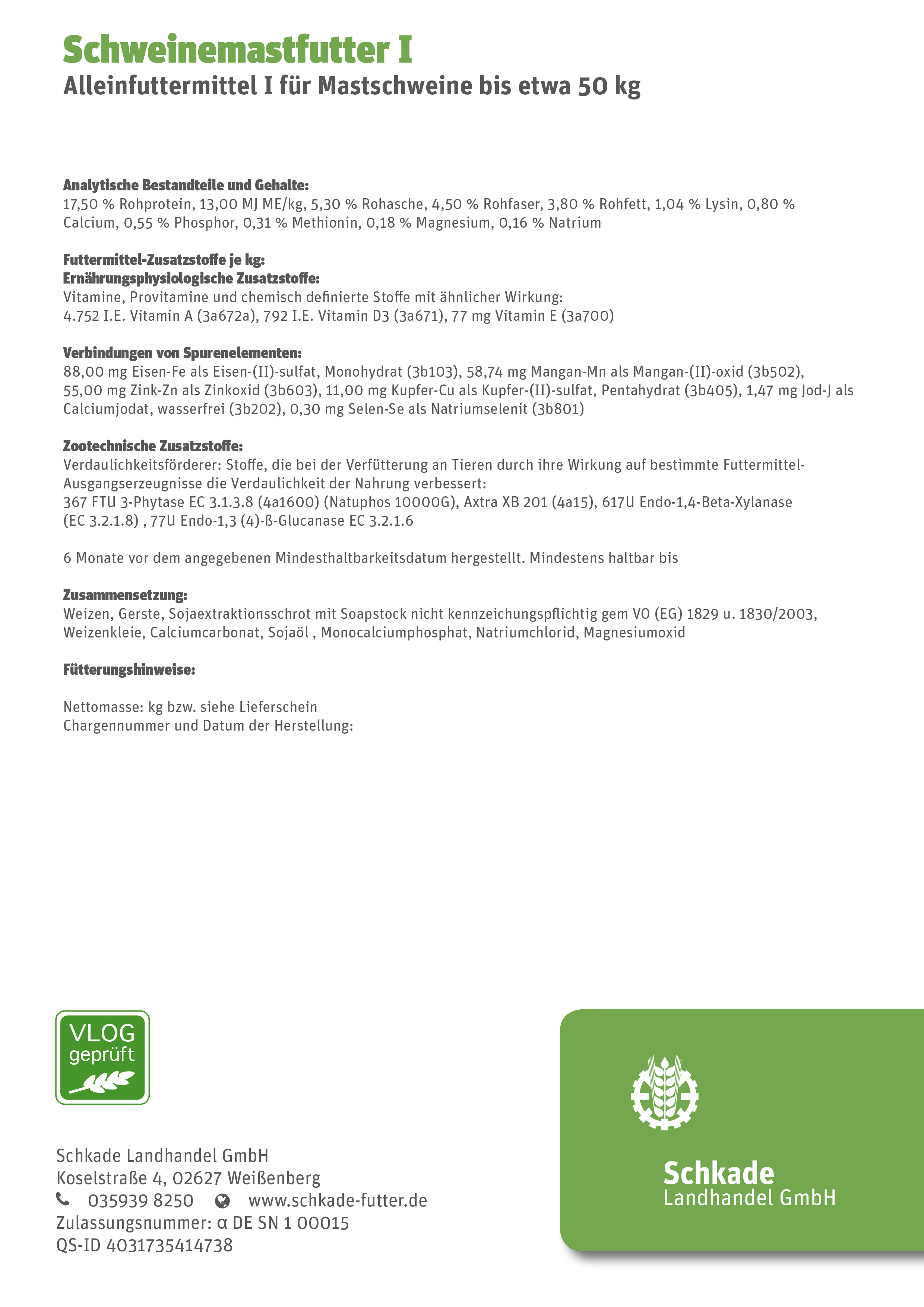 Schweinemastfutter I