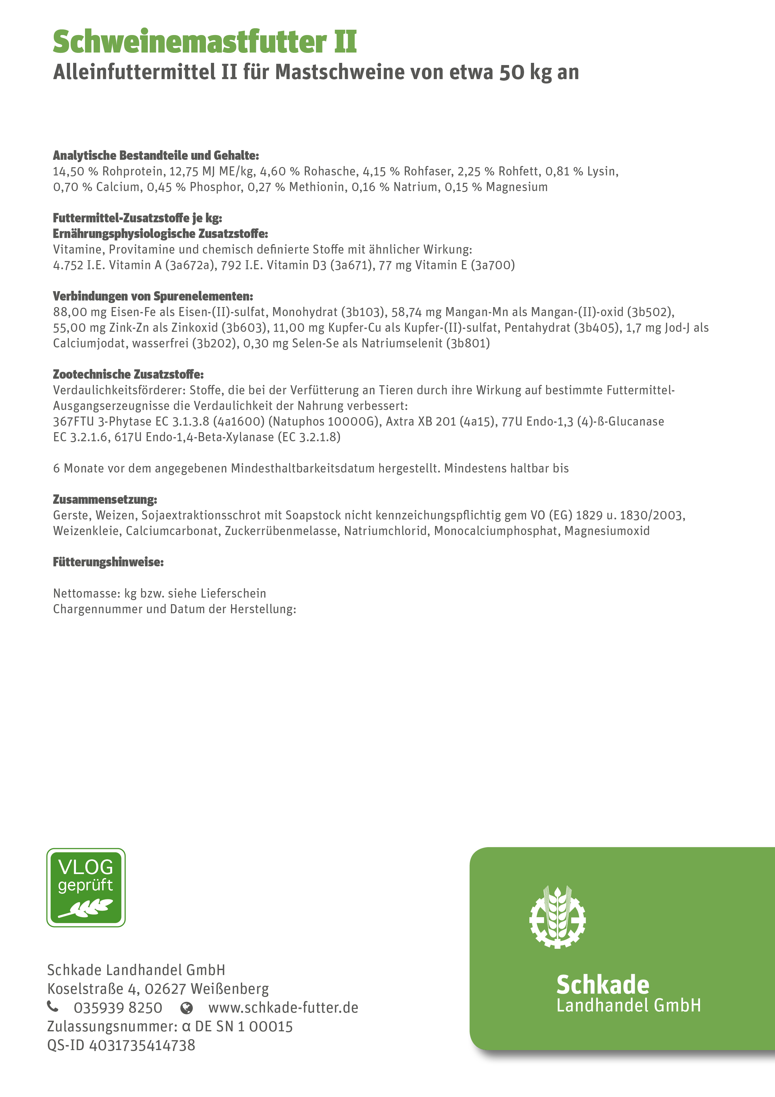 Schweinemastfutter II