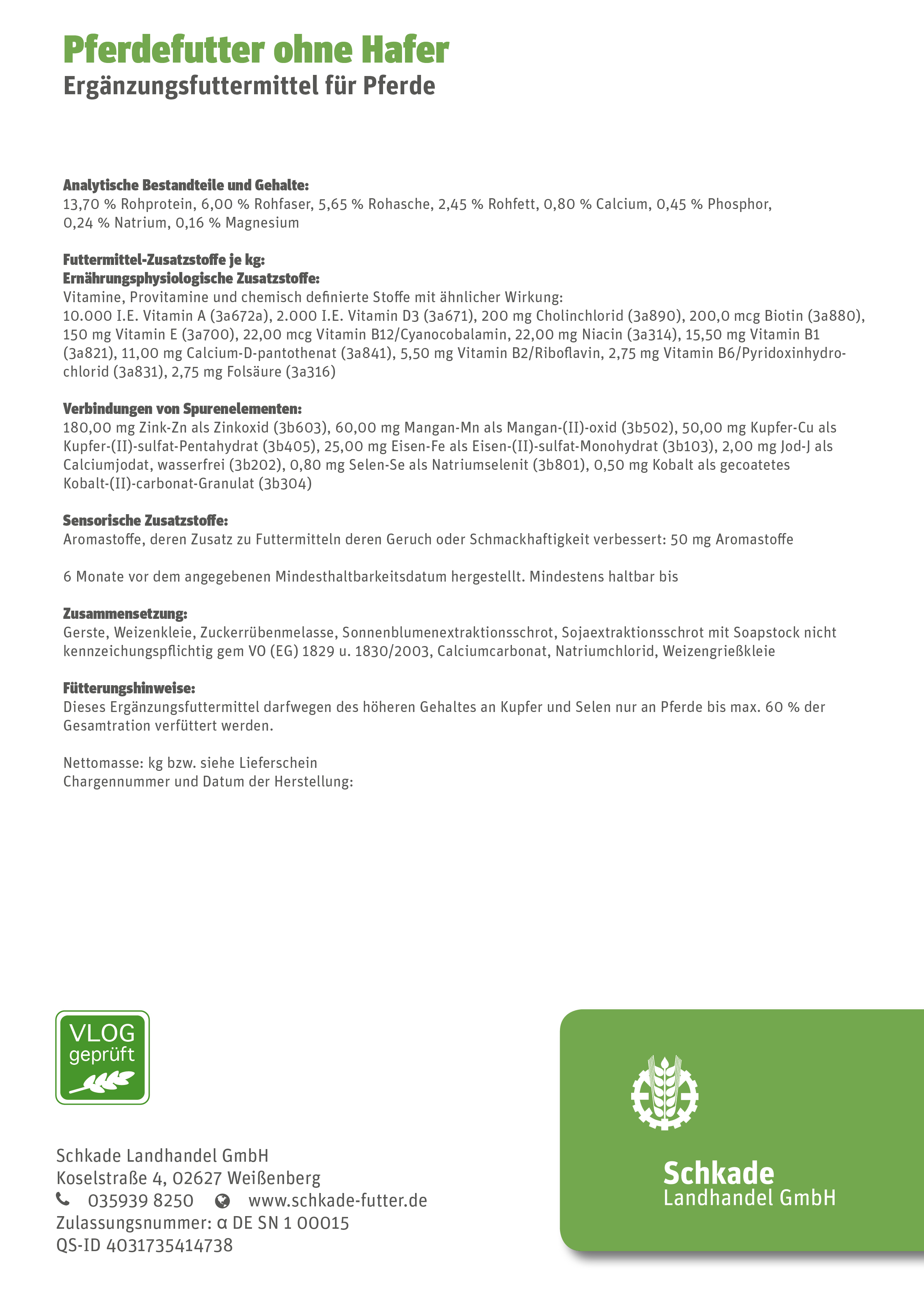 Pferdefutter ohne Hafer